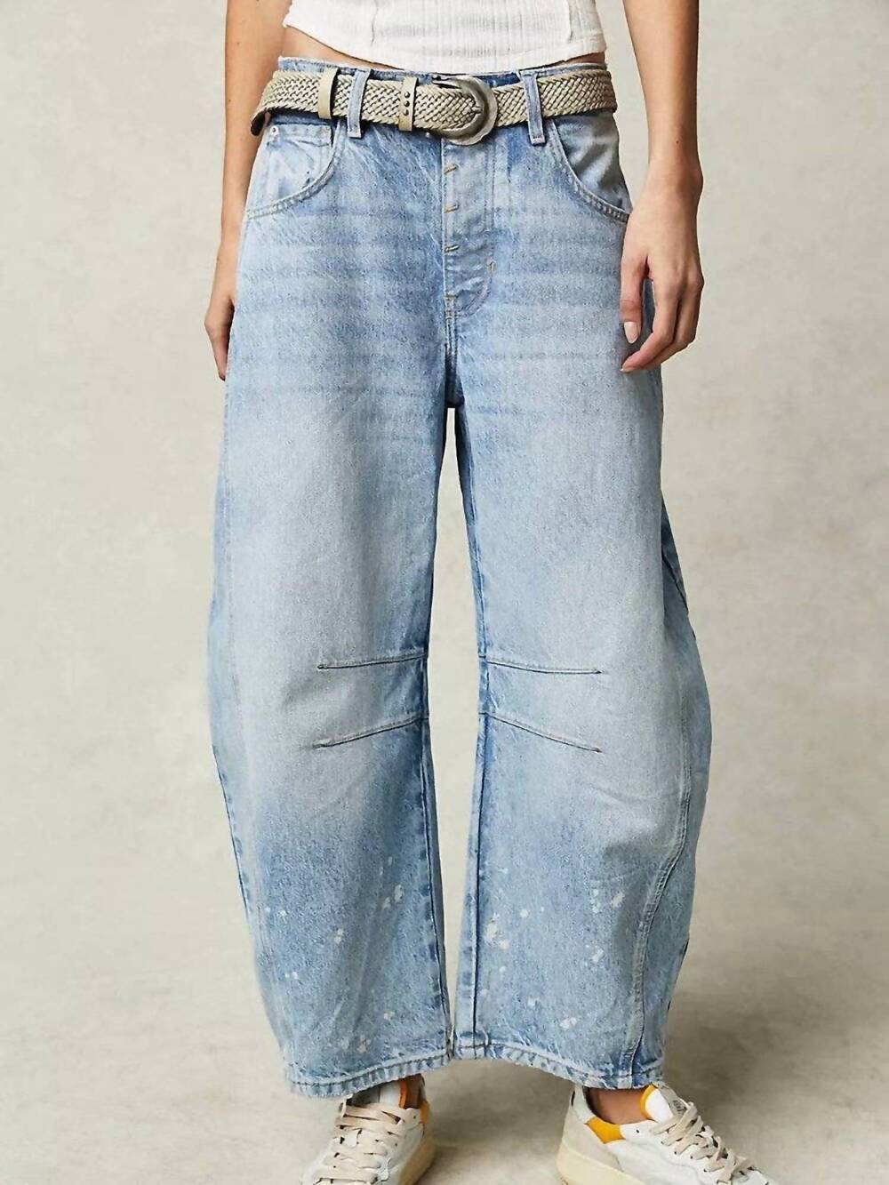NEW DIPPED SHOP mid rise loose barrel jeans in light blue